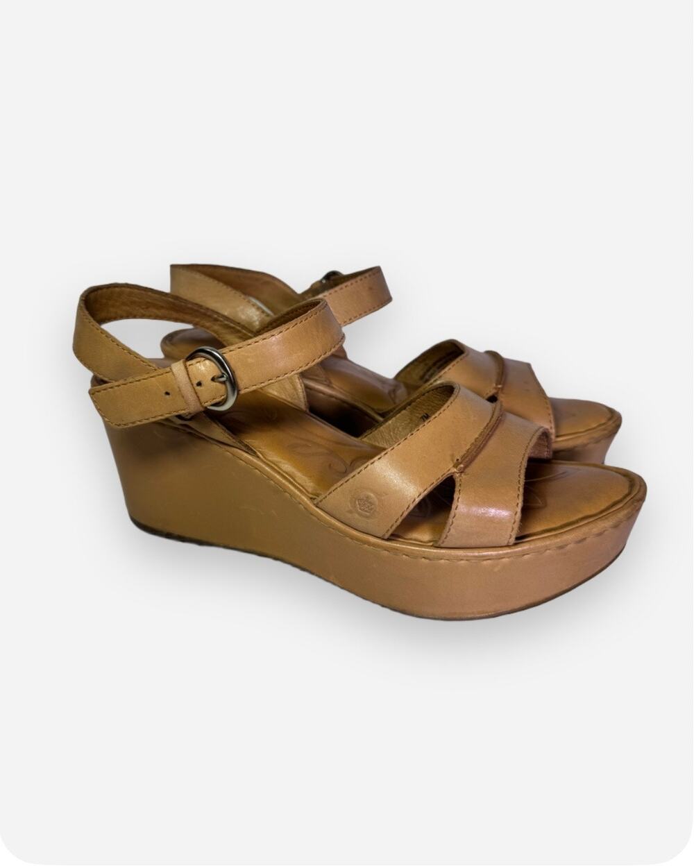 Børn Leather Wedge Platform Sandals Tan / Natural Size 7M D64341